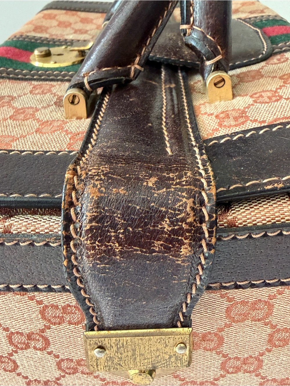 Vintage Gucci GG Supreme Sherry Web Train Case Vanity Bag - Picture 12 of 16
